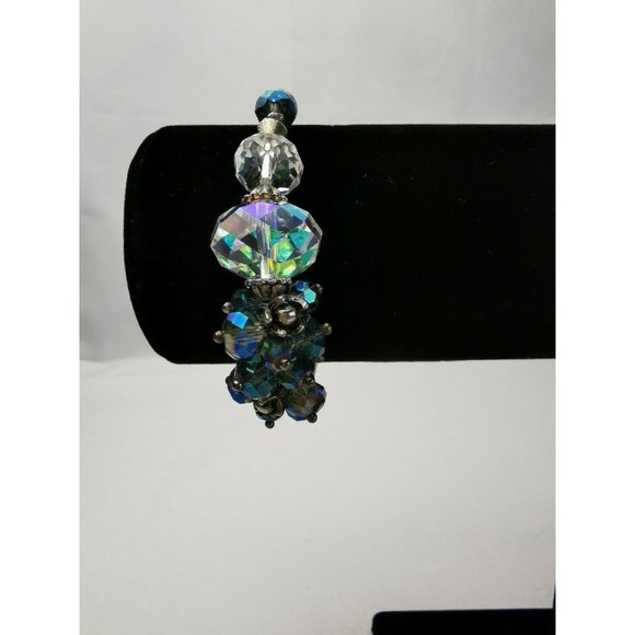 Handmade Vintage Women Bracelet  With Antique Silver & Swarovski Crystals 8" - Picture 9 of 12